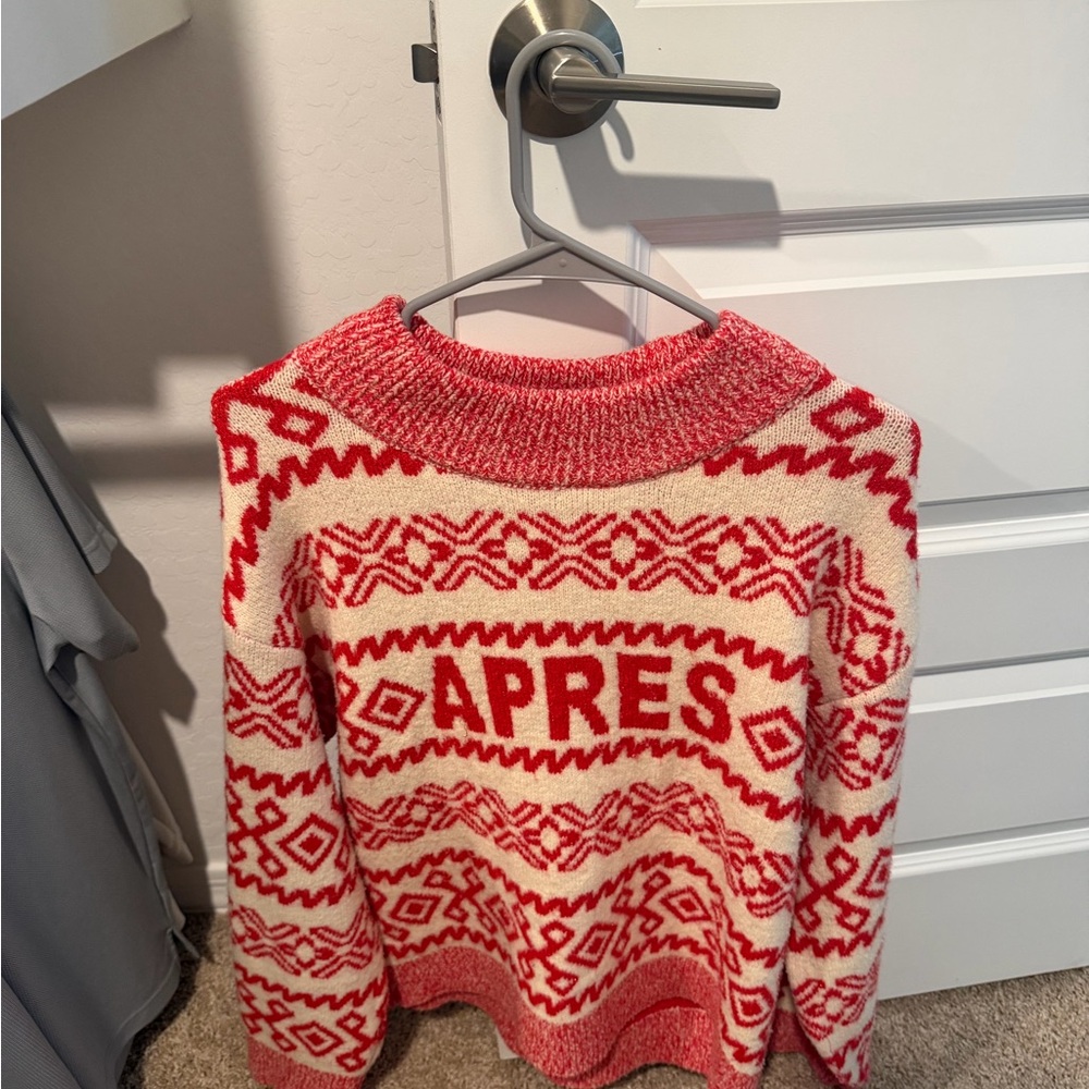 Après Red and White Patterned Sweater